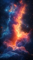 Fototapeta premium Abstract Swirling Pastel Nebula with Stars, Cosmic and Dreamlike