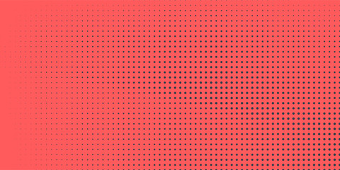 Pop Art Dots Halftone Pattern Smooth Curved Border Red Dark Blue Vector Abstract Background. Dotted Popart Design Wavy Dynamic Structure Subtle