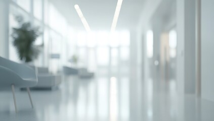 Bright Modern Office Hallway Interior with Minimalist Design