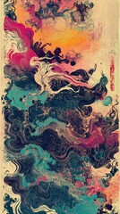 Vibrant abstract artwork digital studio art design colorful textures aerial view creative expression