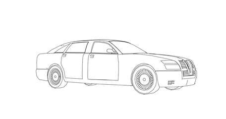 Fototapeta premium car hand drawing and sketch black and white.