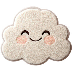 Fluffy cloud with smiling face, isolated on transparent background element design