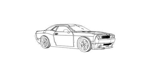 Naklejka premium car hand drawing and sketch black and white.