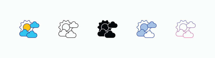 Scattered Clouds icons set in different style vector stock 