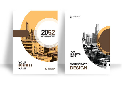 Business Report Cover Template &ndash; Brown and Black graphic elements Geometric Layout (A4)