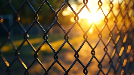 Fototapeta premium Morning Light Through Chain Link Fence