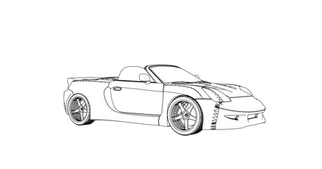 Fototapeta premium car hand drawing and sketch black and white. 