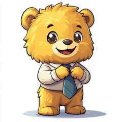 Obraz premium Charming chibi bear in shirt and tie, ready for big presentation