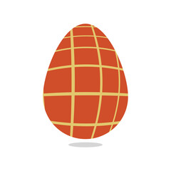 Red easter egg with yellow lines