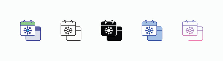 Calander icons set in different style vector stock 