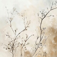 Abstract muted colors florals painting poster decoration