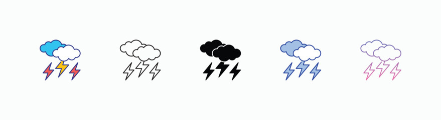 Lightning icons set in different style vector stock 