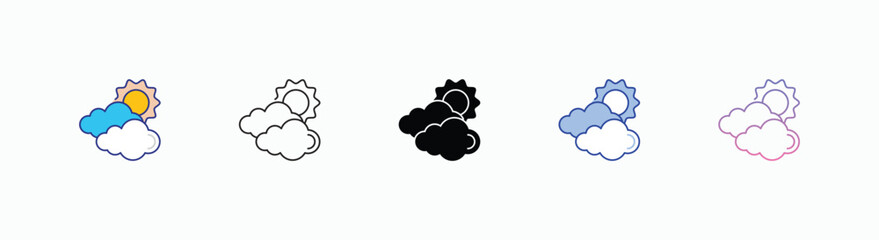 Sunny Intervals icons set in different style vector stock 