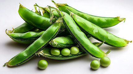 A bunch of green peas are piled on top of each other. generated using AI