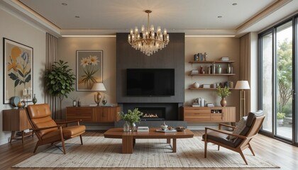 modern tv lobby area with furniture.