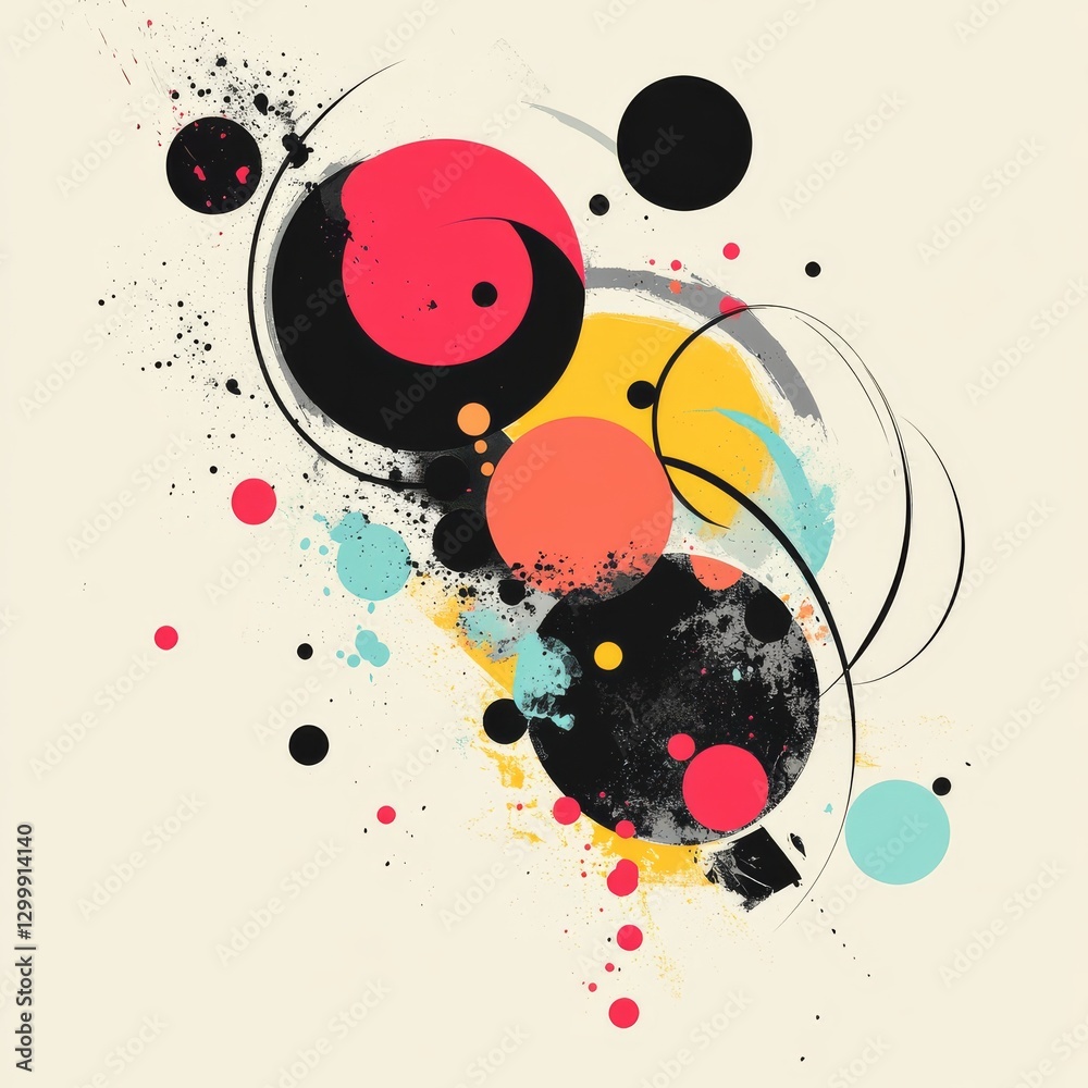 Fototapete abstract circles in motion: a vibrant display of color and dynamic composition on a cream background