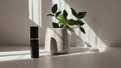 Lipcream Mockup with a Pot of Aesthetic Plants
