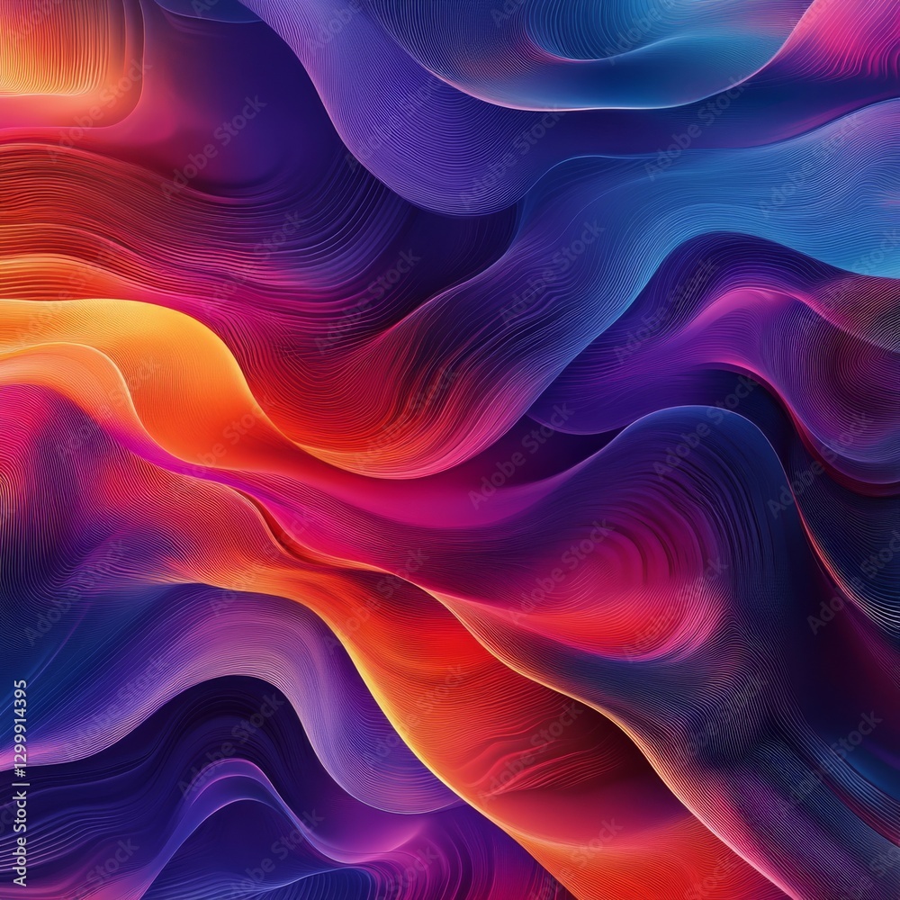 Leinwandbilder Abstract Flowing Lines with Vibrant Color Gradient: A Modern and Dynamic Wave Pattern Background
