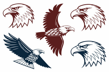 set of Eagle  Silhouette vector illustration