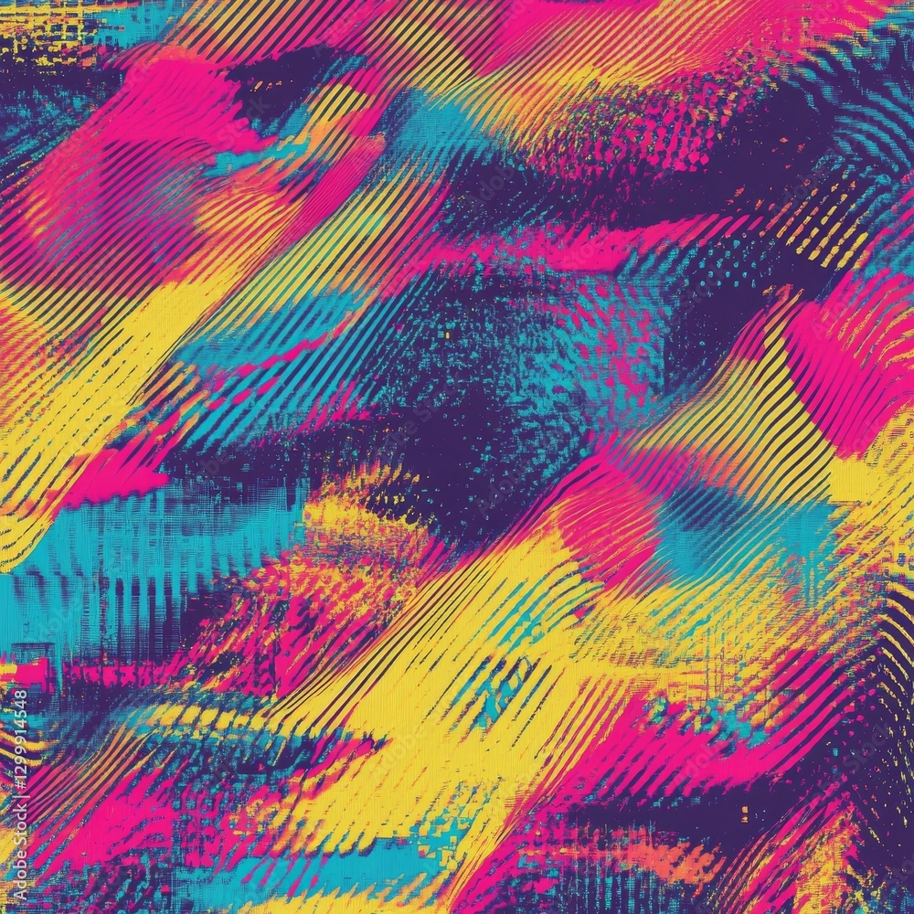Poster Abstract Multicolored Textured Background with Dynamic Diagonal Stripes and Chaotic Dots