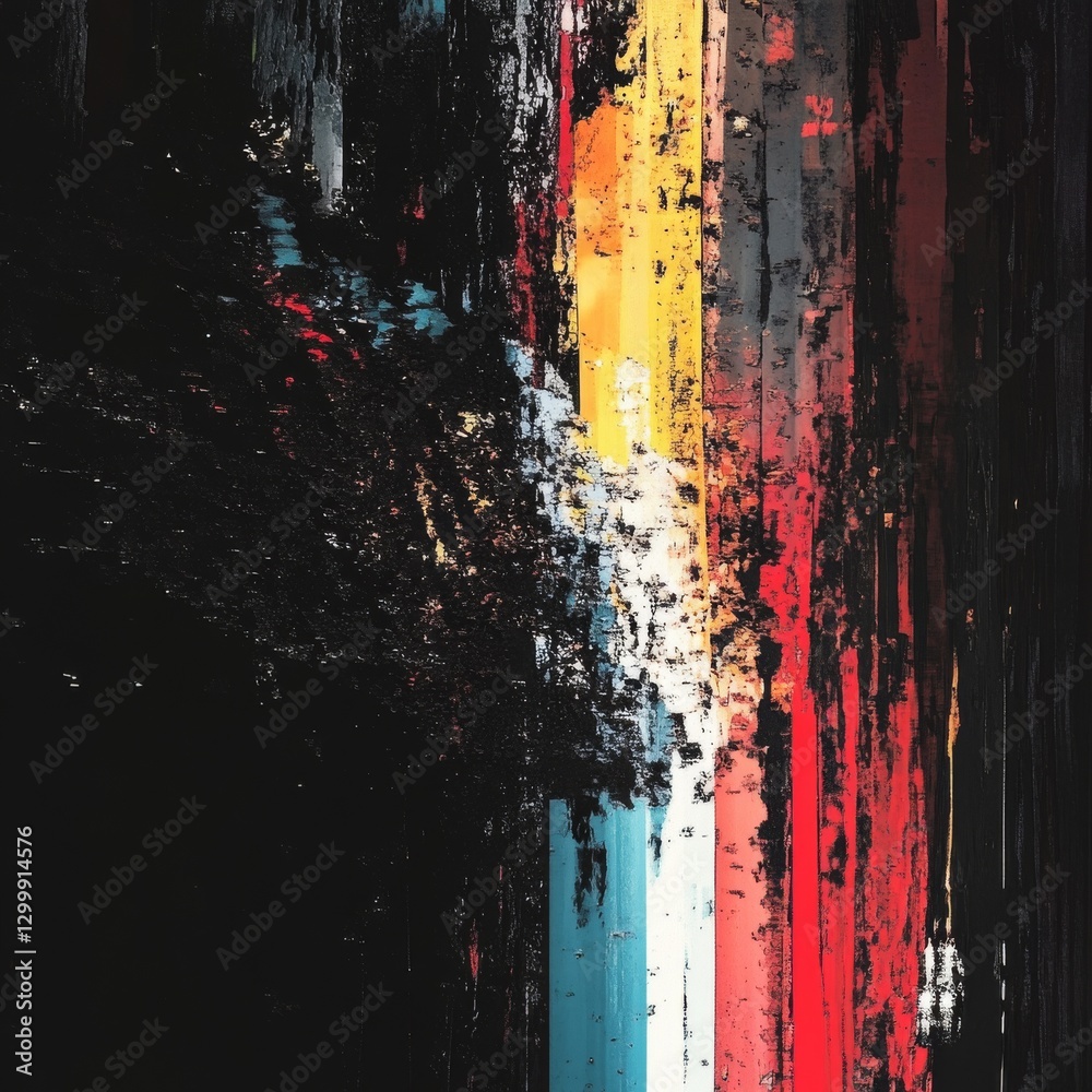 Poster abstract strokes: a bold dance of darkness and light with textured vertical color play