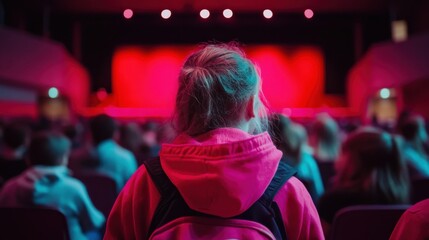 Students Gathering for Charity Fundraiser in Auditorium