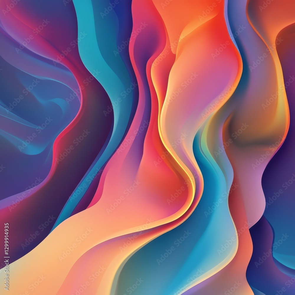 Fototapete fluid gradient waves: a dance of abstract forms in a spectrum of vivid and harmonious colors