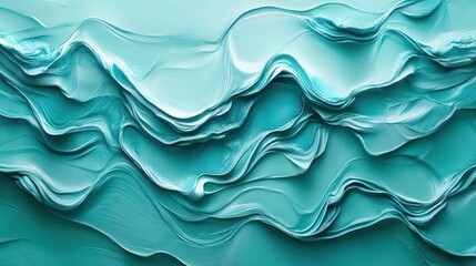 Obraz premium Abstract teal wave texture, flowing paint creates dynamic, calming design. Ideal for backgrounds, websites, and art projects.