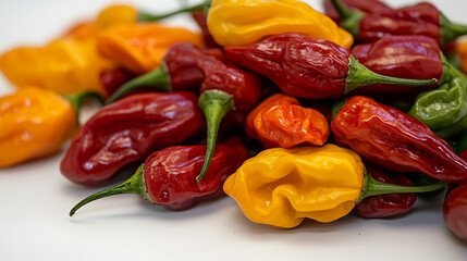 A bunch of peppers are piled on top of each other. generated using AI