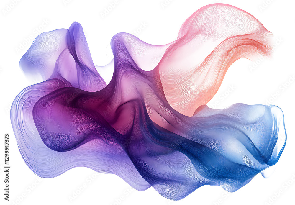 Wall mural harmonious patterns swirling in an abstract shape isolated on a white and transparent background, ge