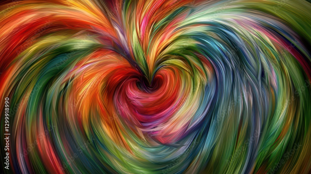 Aufkleber colorful swirl design in the shape of a heart on a white background for creative projects and design