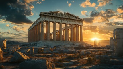 Parthenon sunset Greece ancient ruins history travel