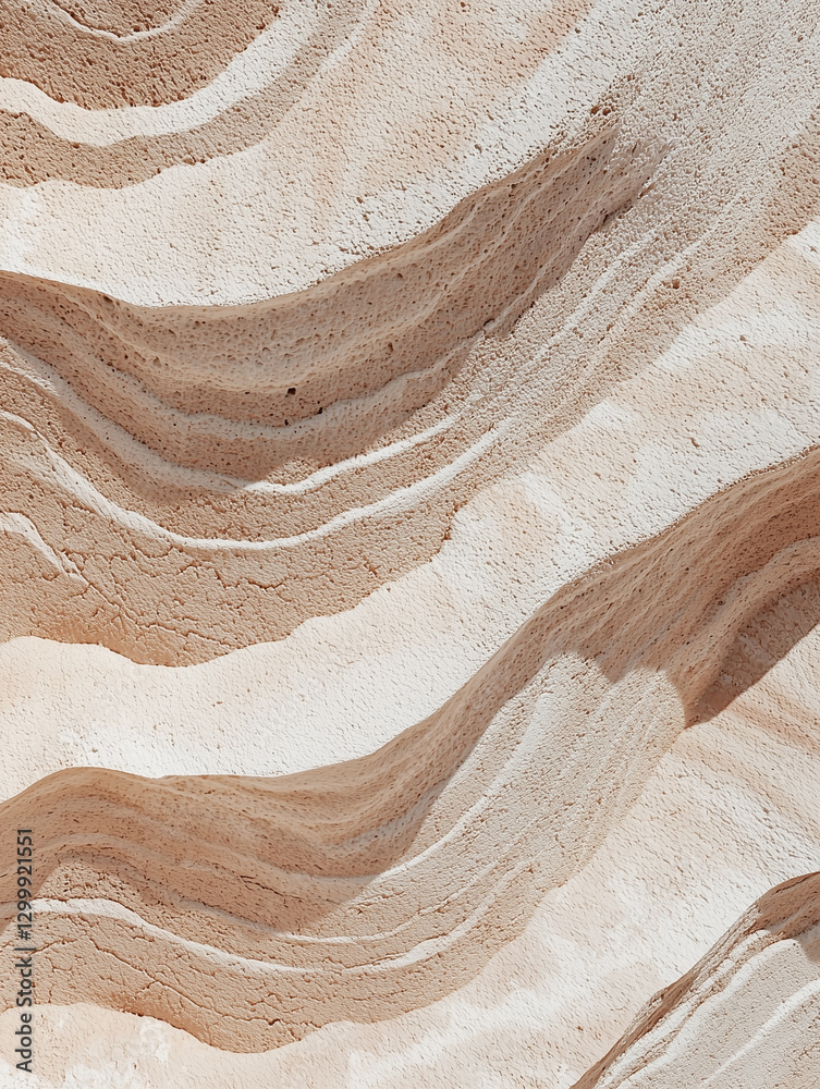 Poster Detailed macro image of sandstone surface capturing intricate layers and textures, showcasing natural patterns and earthy tones. wavy formations highlight geological processes