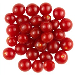 Fresh juicy red cherry tomatoes png set isolated on white background  