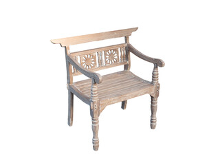 Teak wood chair on white background.