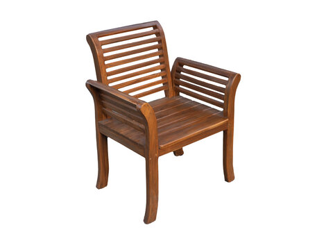 Teak wood chair on white background.