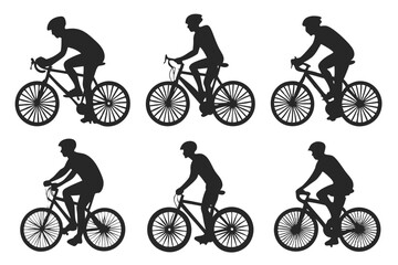 Obraz premium set of Cyclist Man Silhouette vector illustration