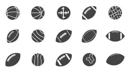Fototapeta premium Diverse Sporting Goods Silhouette Collection for Athletic Designs