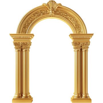 Golden luxury classic arch isolated, Golden column illustration