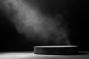 Abstract black background with smoke and fog.