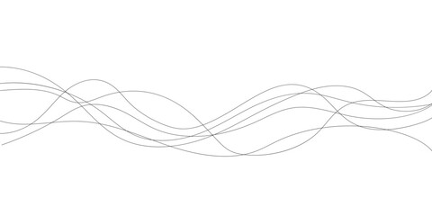 This elegant abstract image features multiple overlapping wavy lines in a neutral black tone against a clean white background.