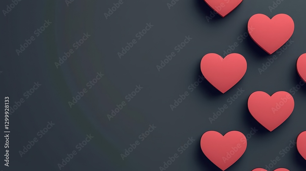 Aufkleber red hearts arranged on a solid black background creating a vibrant and romantic design
