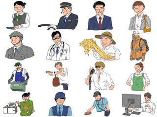 Set of smiles for workers