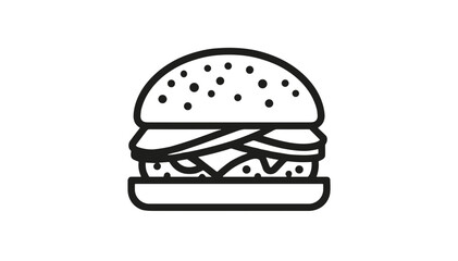 Fototapeta premium icon, Classic burger icon with toppings in a minimalistic style on a white background