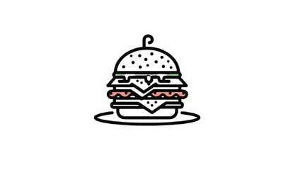 Fototapeta premium icon, Fast food burger icon with fresh toppings in a vibrant design on a white background