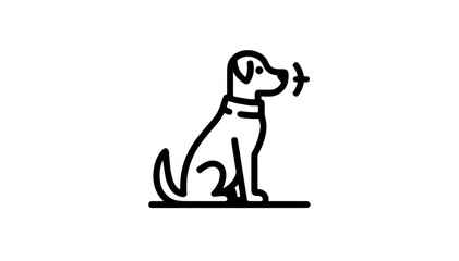 Obraz premium icon, Sitting dog icon with a collar in a minimalistic design on a white background 