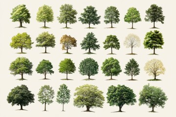 Diverse collection of 200 intricate tree illustrations for nature lovers and eco-friendly projects, showcasing unique designs ideal for various creative applications
