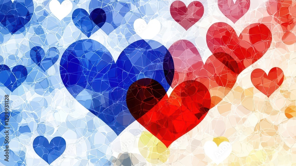 Poster colorful heart shape created with various vibrant colors on a white background
