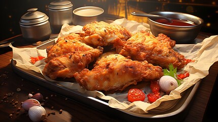 Delicious Crispy Fried Chicken with Spicy Dip