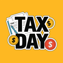 Tax Day Sticker Vector Finance Money Payment